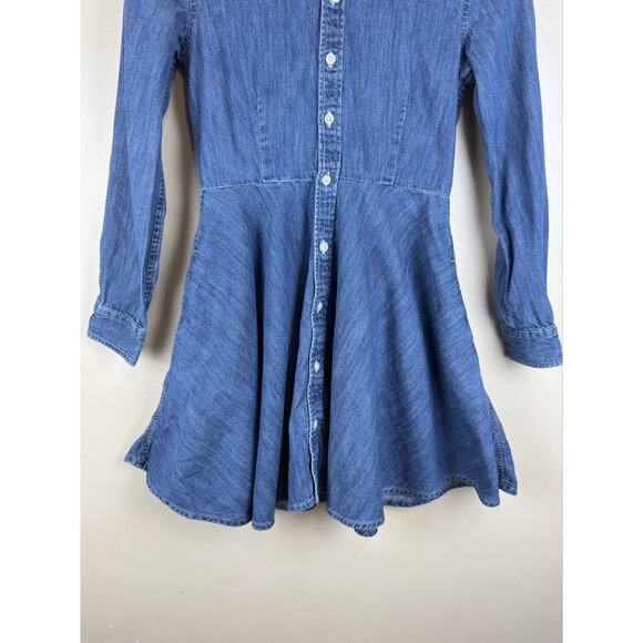 Polo Ralph Lauren Denim Shirt Dress Girls Size 10 Button Up Blue Fit Flare - Picture 3 of 13